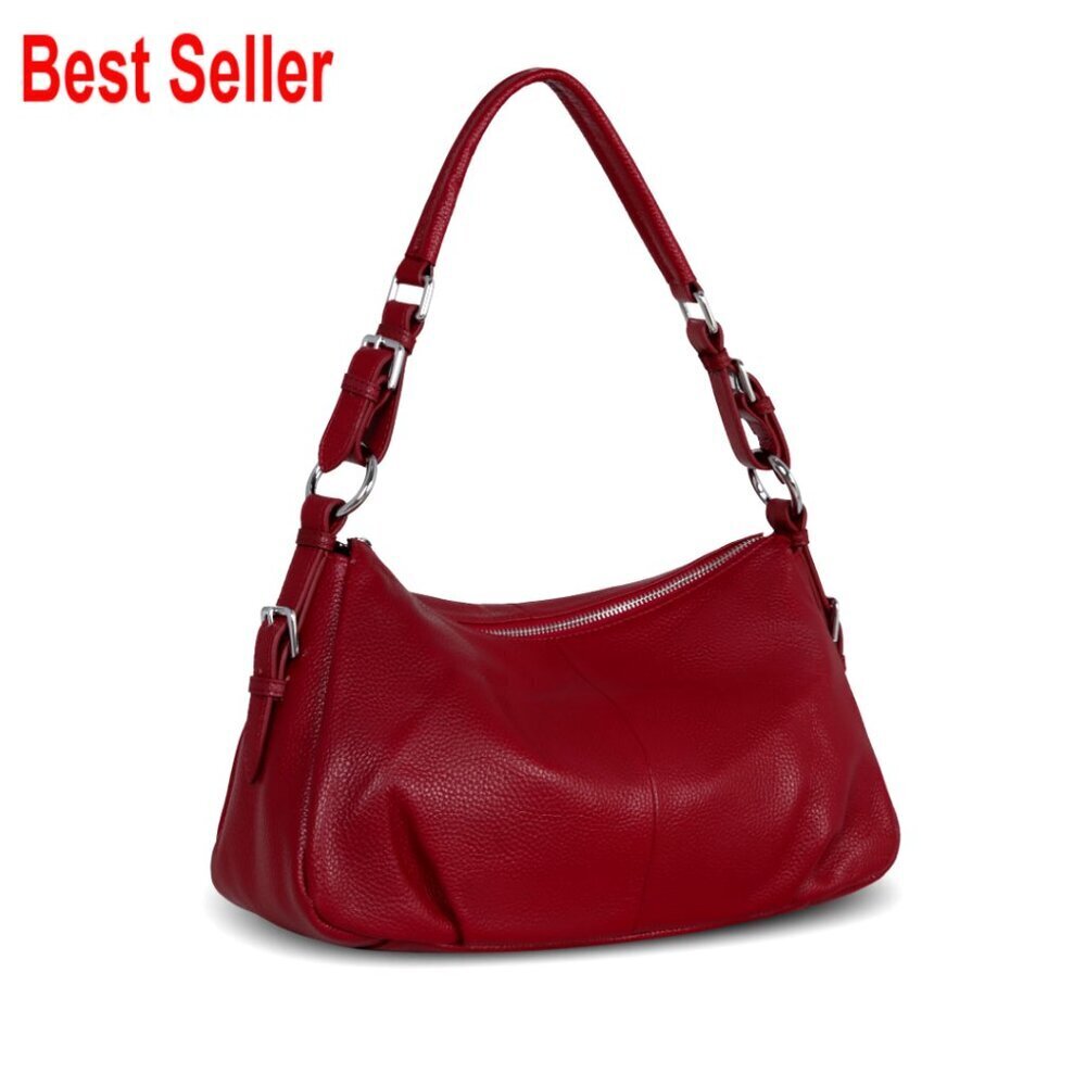 Genuine Leather Hobo Bag with Adjustable Strap, Multiple Carry Options